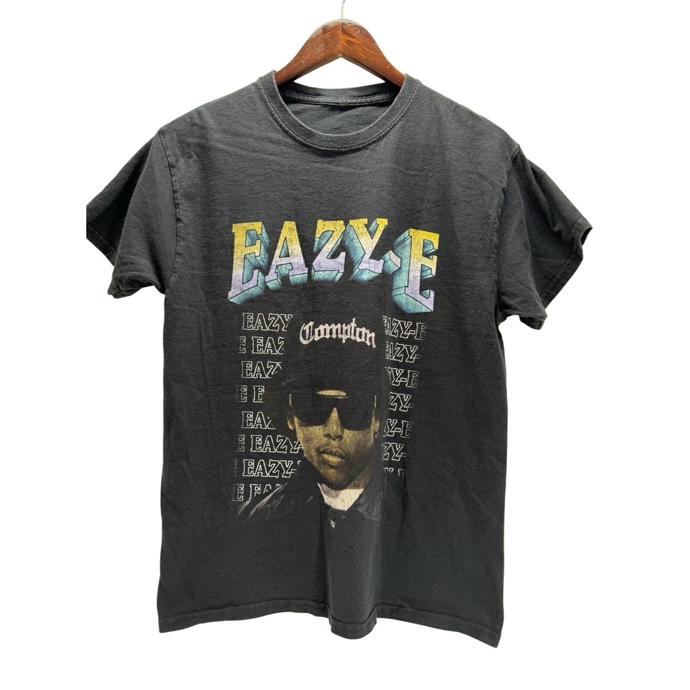 Eazy-E Compton Graphic T-Shirt Mens Medium Black 90s Hip Hop Rap‎ Tee Streetwear